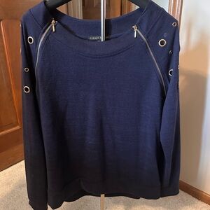 Navy Blue Women's Top with Silver Rivets